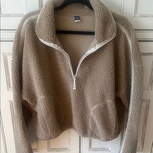 🤎Cozy Tan "never not hustling" Sherpa Quarter-Zip Pullover🤎